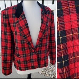 VTG Alfred Dunner wool red plaid blazer